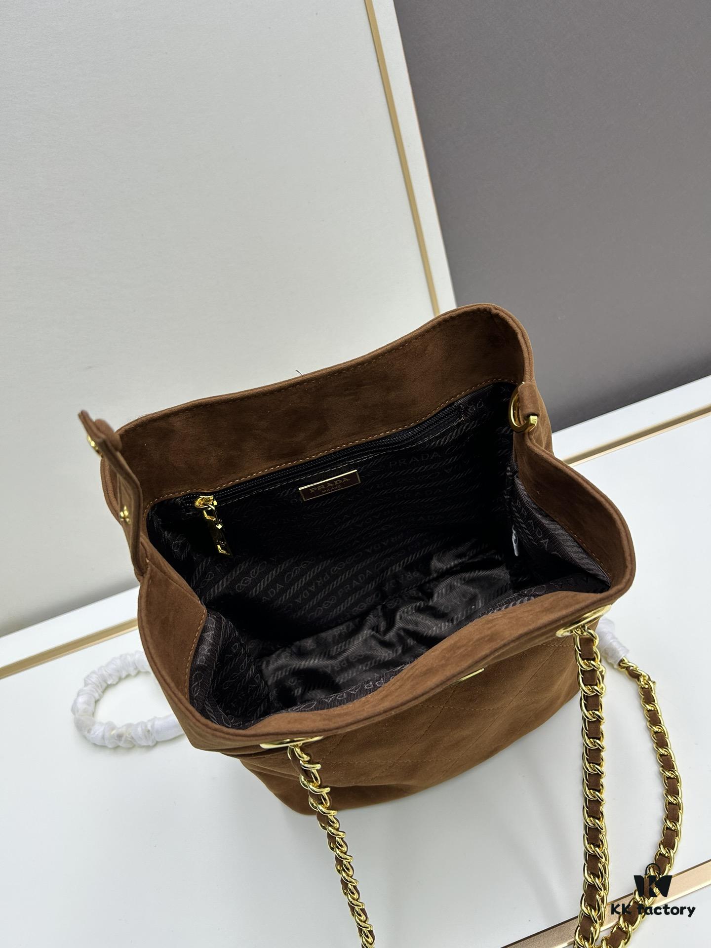 Vintage Prada Suede Crossbody Bag with Chain – A Timeless 'Baozi' Design