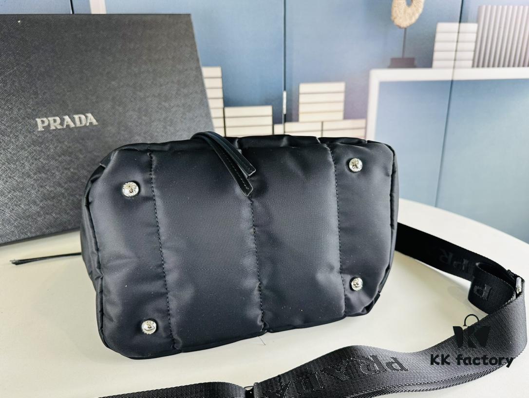 New Size: 44 cm at the opening, 28 cm at the base, height 24 cm, width 17 cm, Model 2347, Stockpiling PRADA Down Bag for Winter