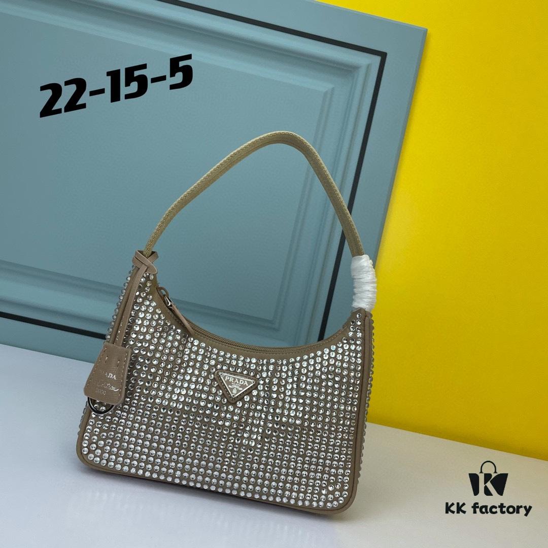 Prada 2021 New Sparkling Rhinestone Hobo Bag with Box