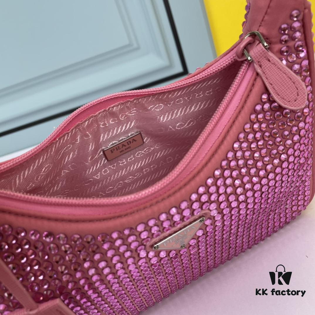 Prada 2021 New Sparkling Rhinestone Hobo Bag with Box