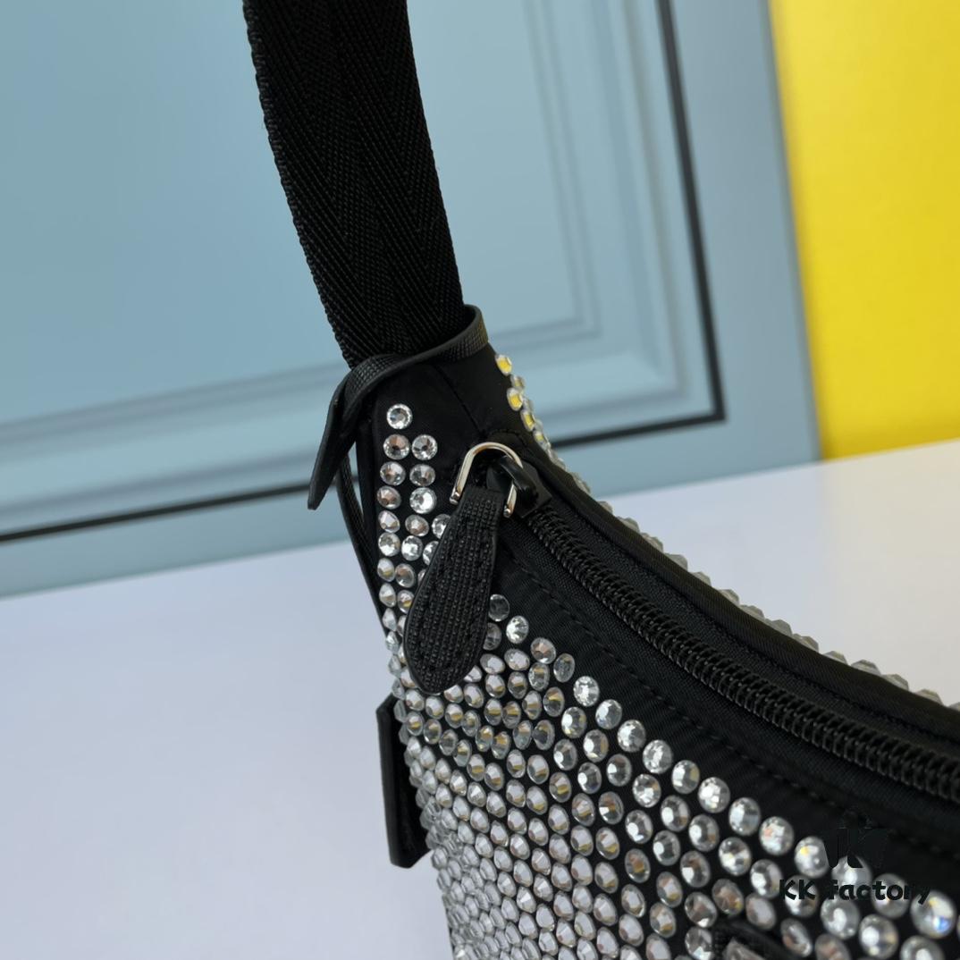 Prada 2021 New Sparkling Rhinestone Hobo Bag with Box