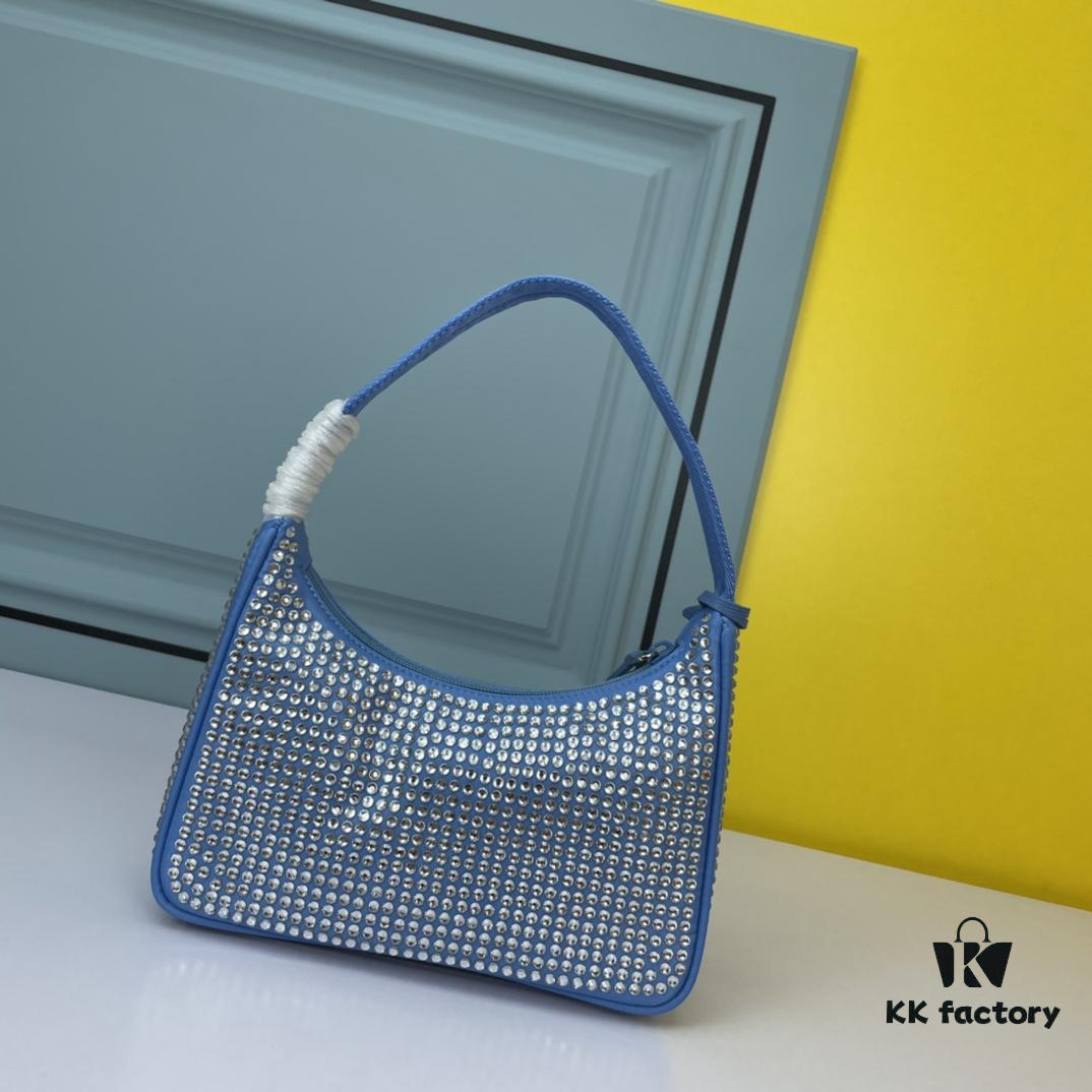 Prada 2021 New Sparkling Rhinestone Hobo Bag with Box