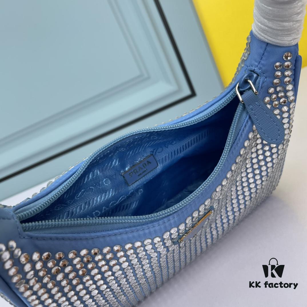 Prada 2021 New Sparkling Rhinestone Hobo Bag with Box