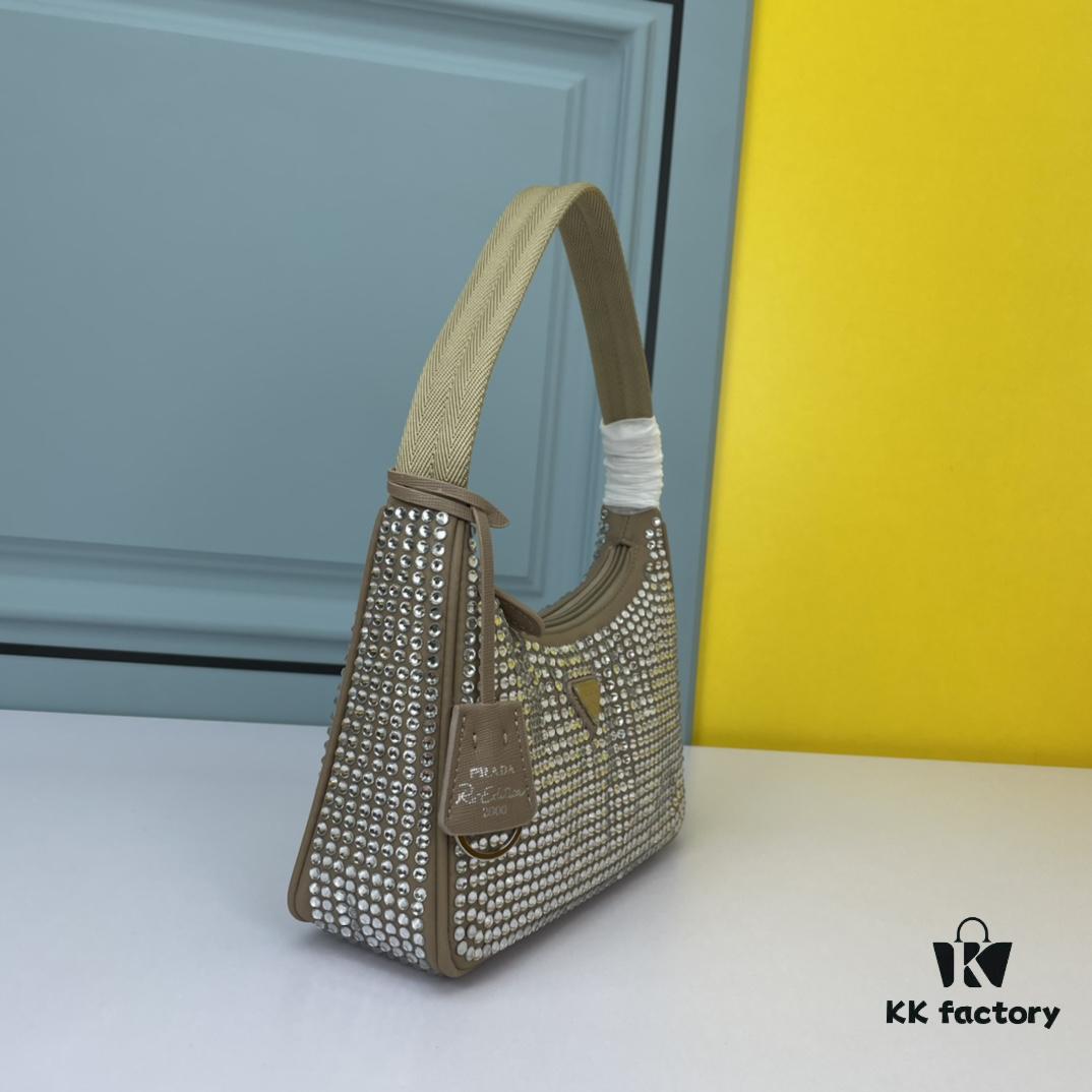 Prada 2021 New Sparkling Rhinestone Hobo Bag with Box