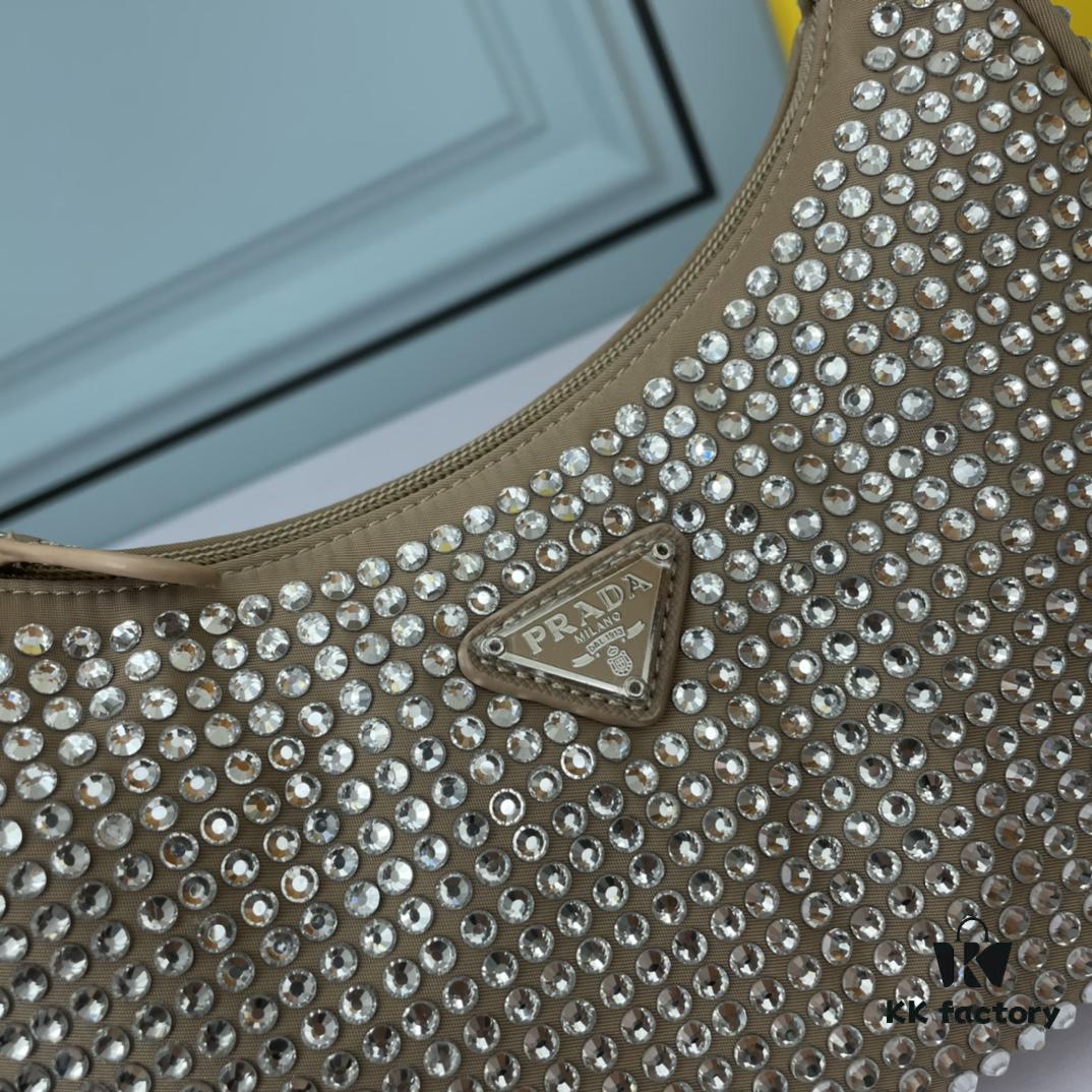 Prada 2021 New Sparkling Rhinestone Hobo Bag with Box