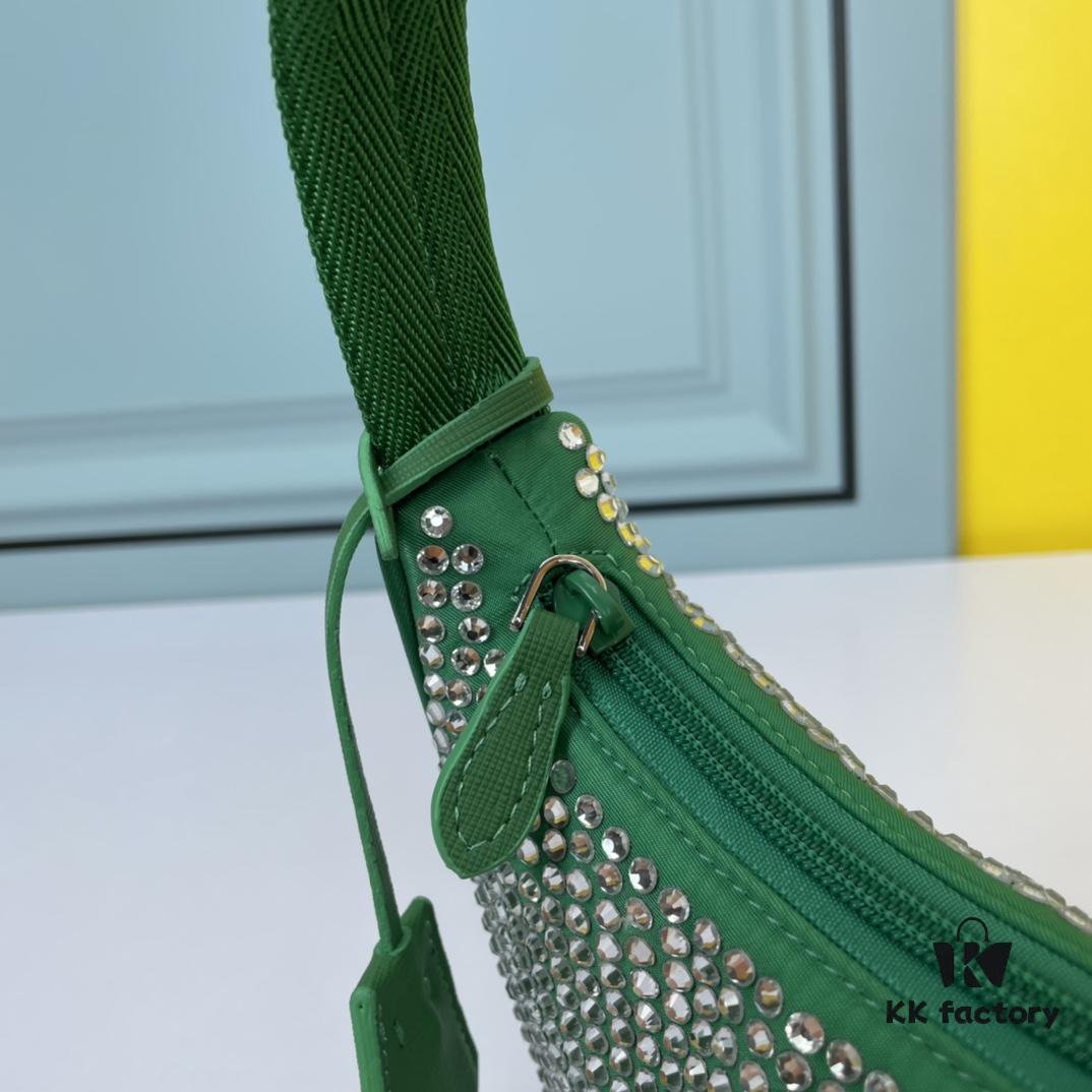 Prada 2021 New Sparkling Rhinestone Hobo Bag with Box