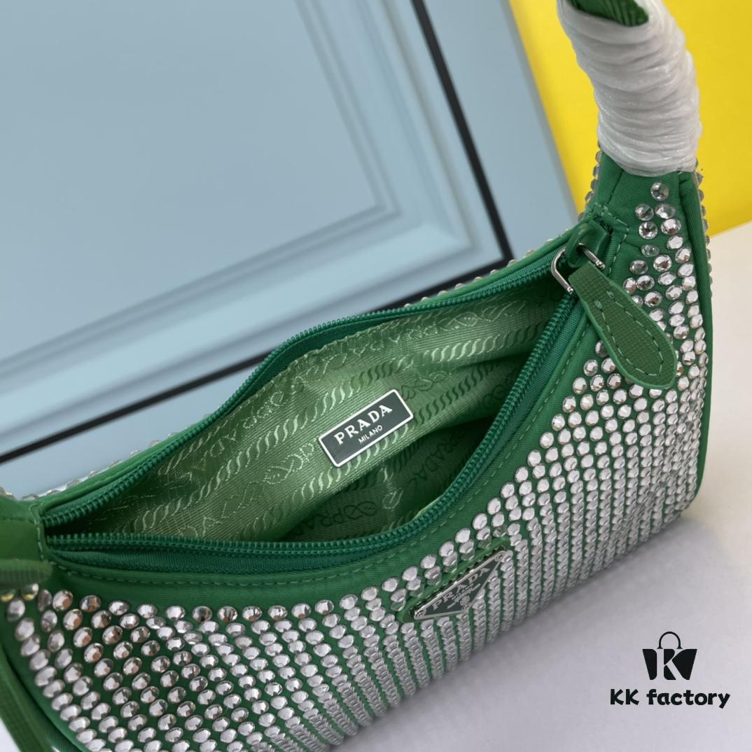 Prada 2021 New Sparkling Rhinestone Hobo Bag with Box