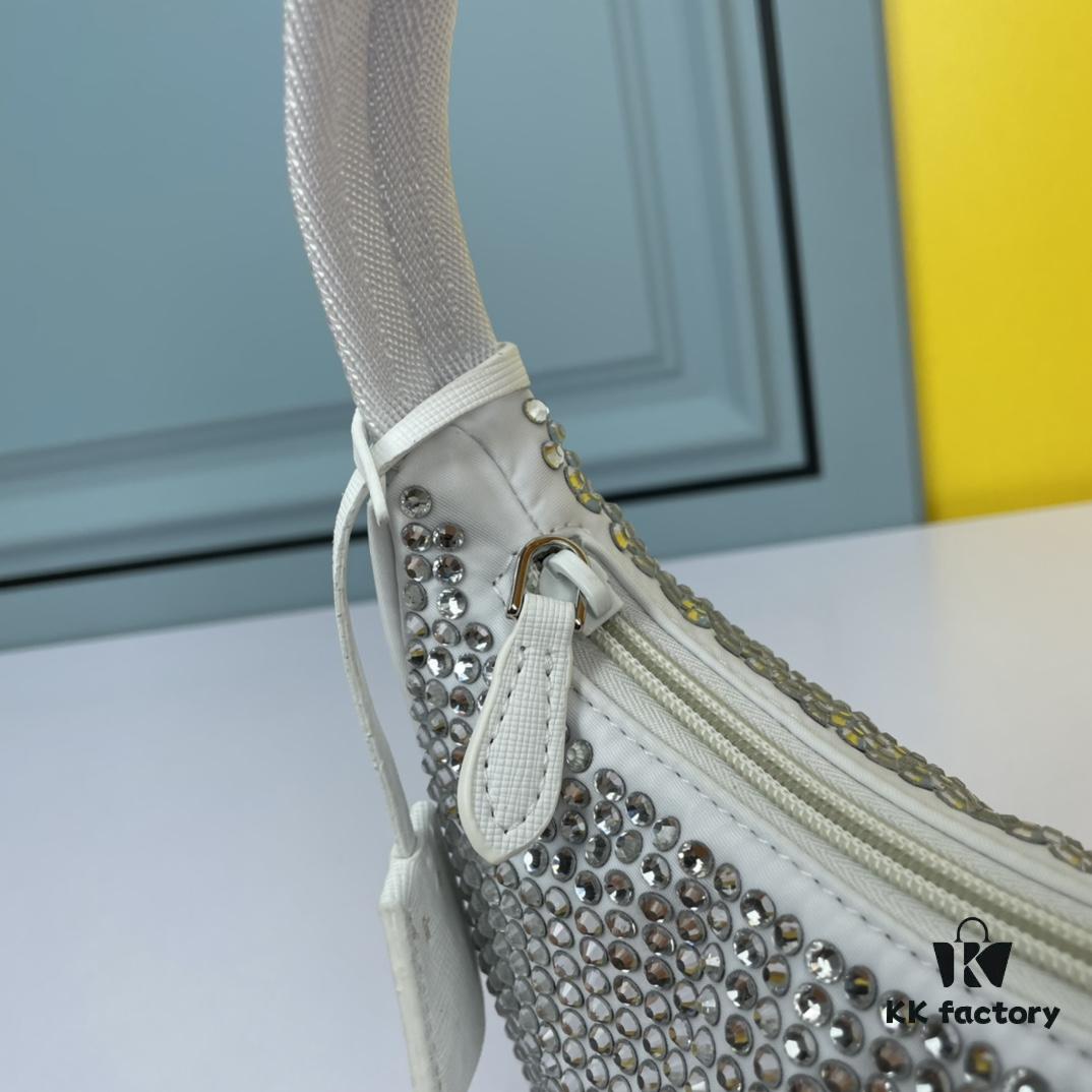 Prada 2021 New Sparkling Rhinestone Hobo Bag with Box