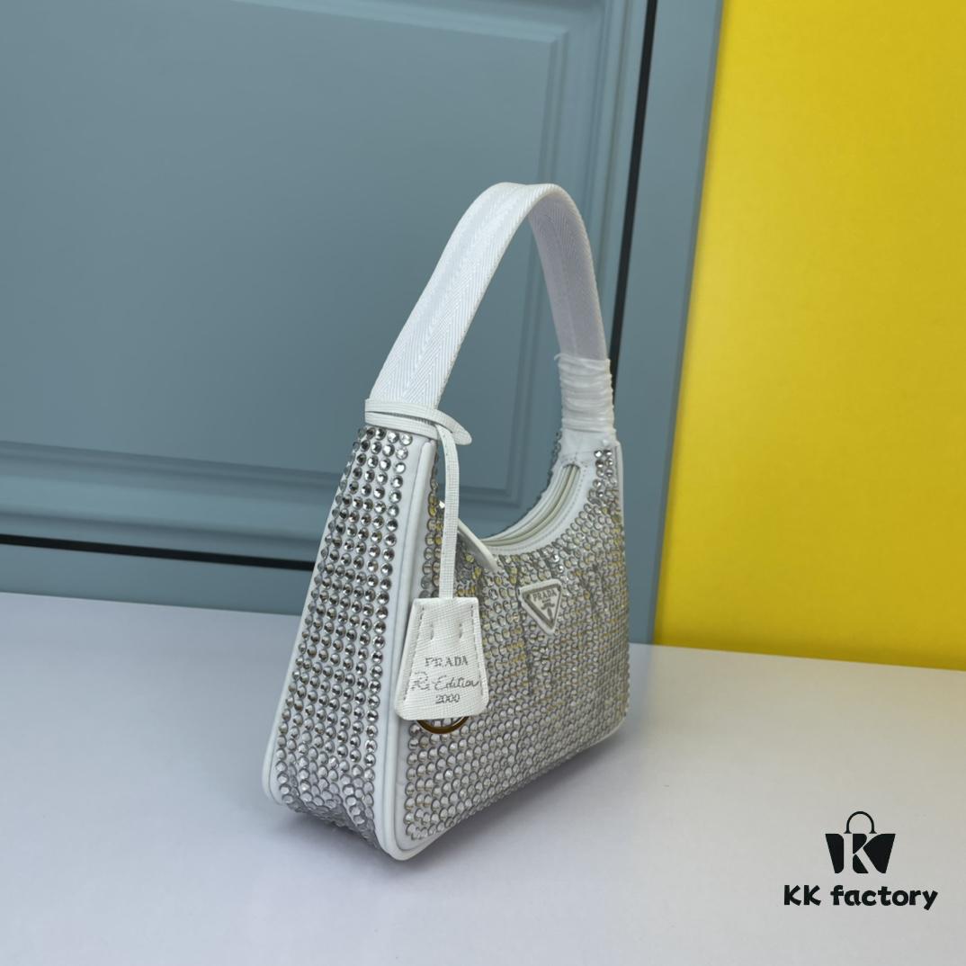 Prada 2021 New Sparkling Rhinestone Hobo Bag with Box