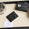 Prada Bestselling Card Holder Unisex Small Wallet Black 1MC025 Diagonal Triangle Pattern Cross-Grain Calfskin Leather 6 Card Slots with Center Compartment