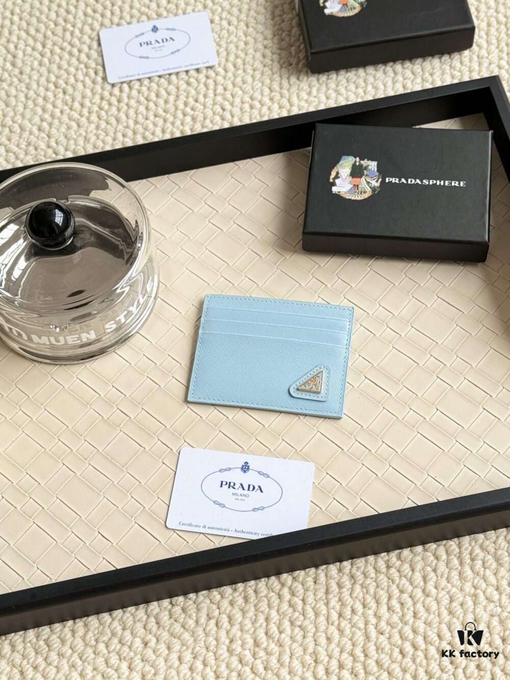 Prada Best-Selling Card Holder Unisex Mini Wallet in Black 1MC025, Cross-Grain Calfskin with Triangular Logo, 6 Card Slots and Central Compartment