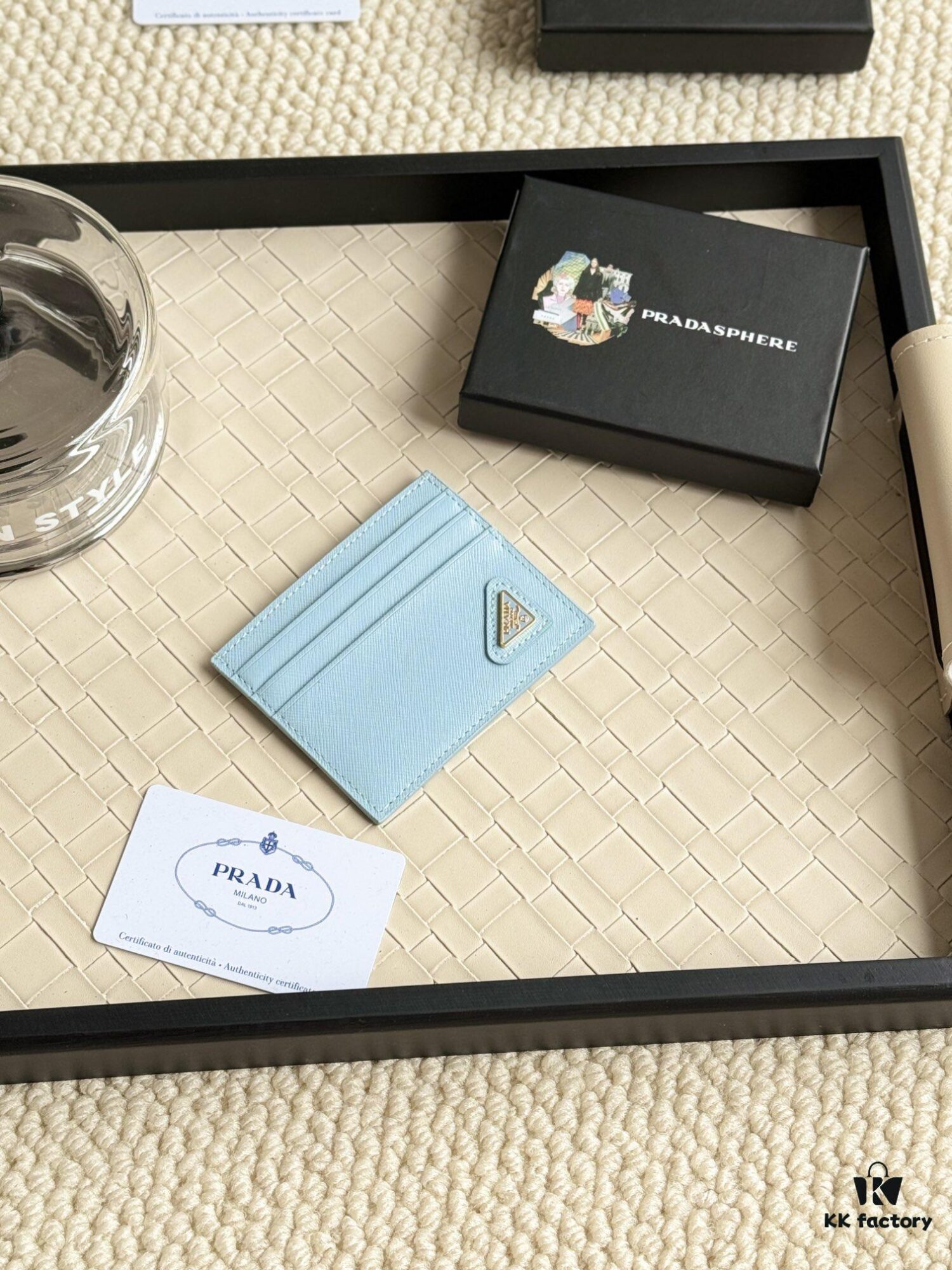 Prada Best-Selling Card Holder Unisex Mini Wallet in Black 1MC025, Cross-Grain Calfskin with Triangular Logo, 6 Card Slots and Central Compartment