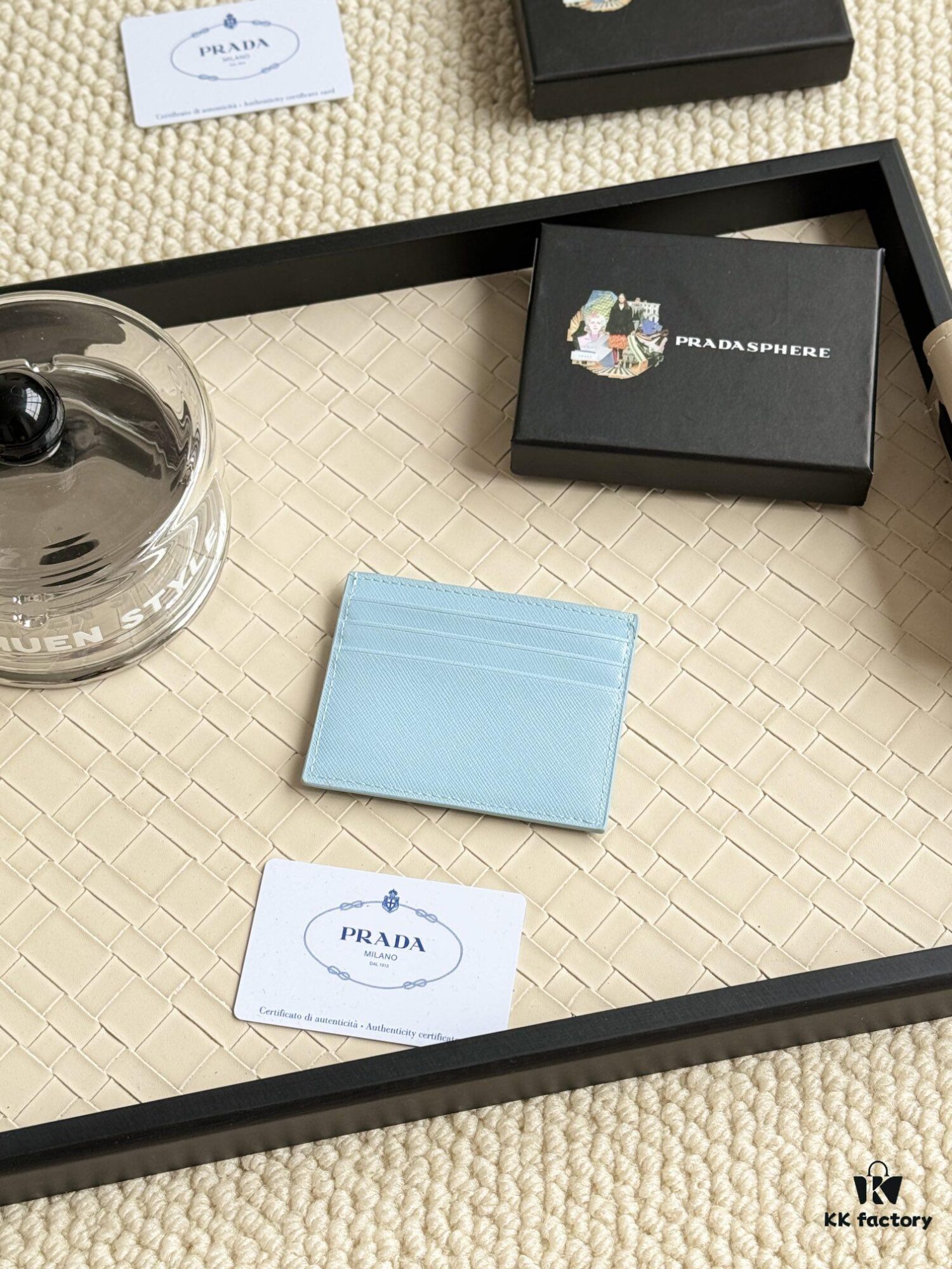 Prada Best-Selling Card Holder Unisex Mini Wallet in Black 1MC025, Cross-Grain Calfskin with Triangular Logo, 6 Card Slots and Central Compartment