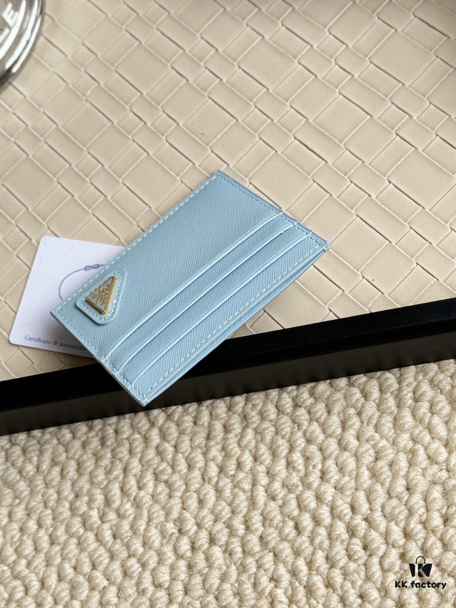 Prada Best-Selling Card Holder Unisex Mini Wallet in Black 1MC025, Cross-Grain Calfskin with Triangular Logo, 6 Card Slots and Central Compartment