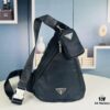 PRADA! 100% Authentic! Latest Model Chest Bag, Shoulder Bag! Imported Parachute Waterproof Fabric, Genuine Lamborghini Zipper, Pure Brushed Metal Hardware, Two Front Zippered Pockets, Lined with Imported Velvet Filling for a Soft, Elastic and Flexible Feel – Absolutely Amazing!
