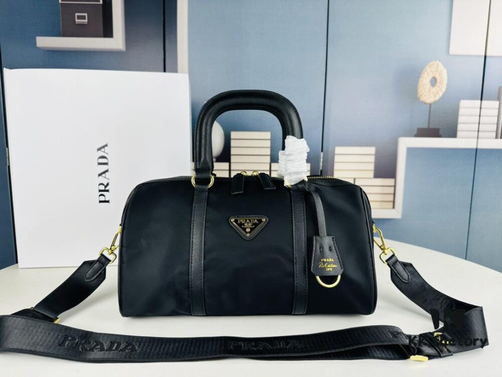 Prada Re-Edition 1978 Medium Size Recycled Nylon and Saffiano Leather Handbag with Box | Official Website Image! Store Display