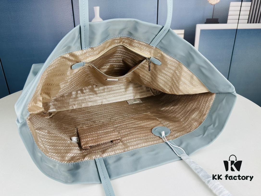 Prada Nylon Tote Bag, Black Lightweight Nylon Tote, Spacious 40L Size Fits Large Laptop