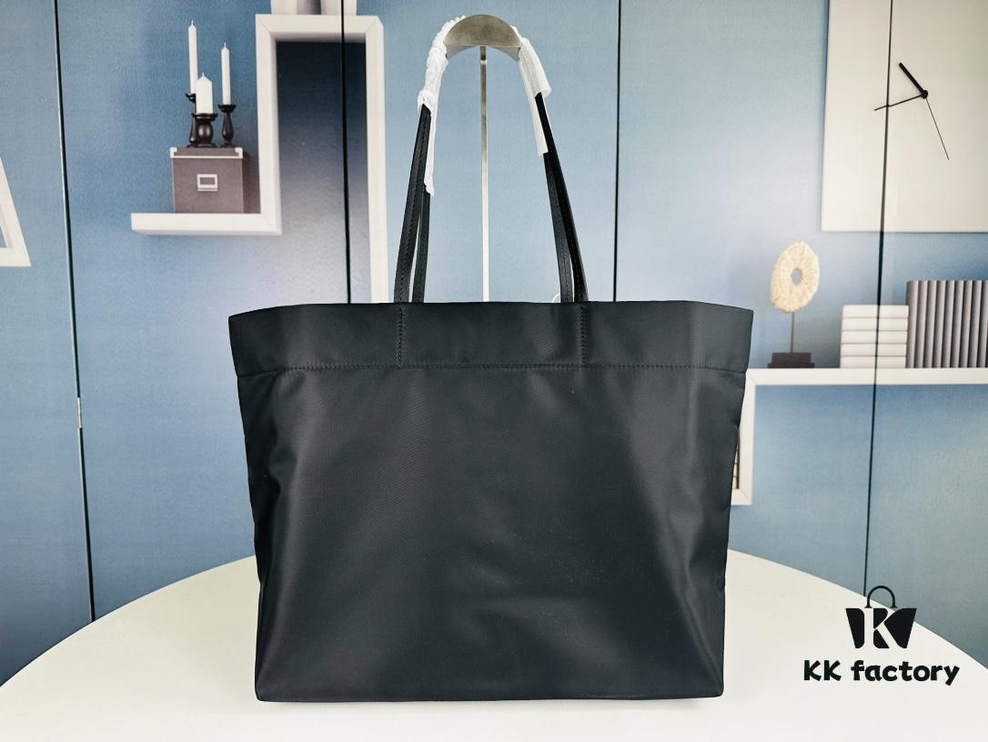 Prada Nylon Tote Bag, Black Lightweight Nylon Tote, Spacious 40L Size Fits Large Laptop