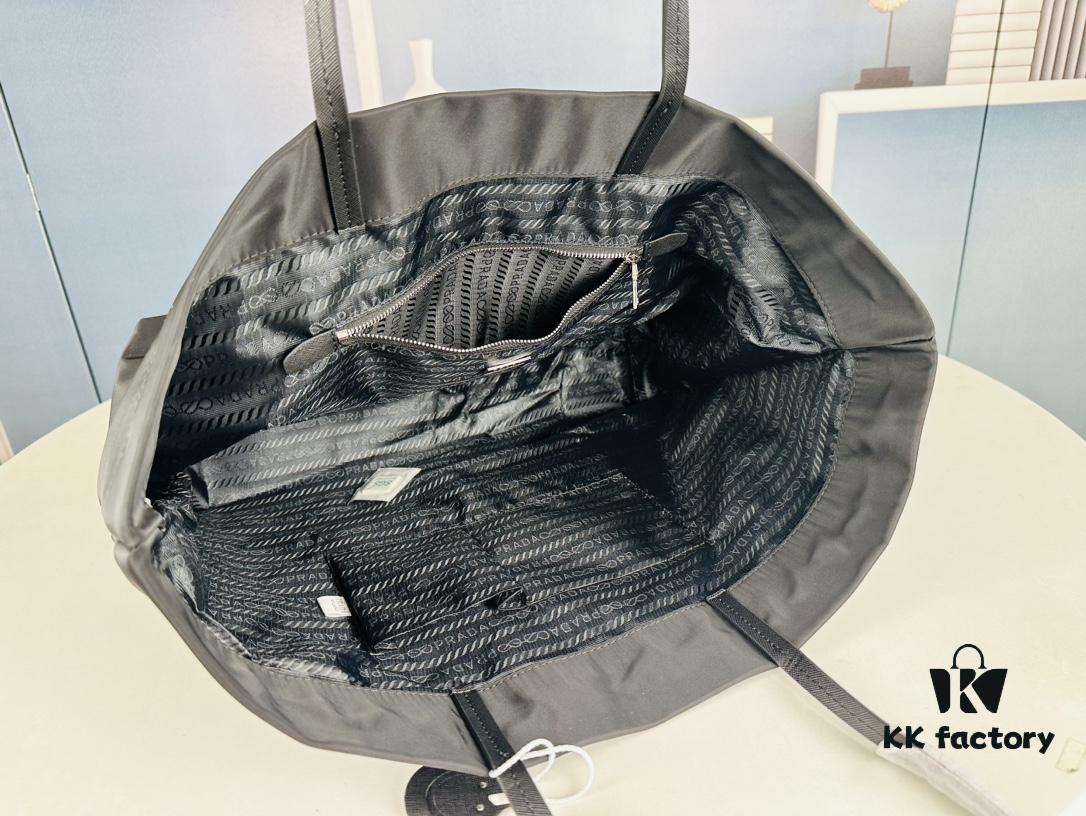 Prada Nylon Tote Bag, Black Lightweight Nylon Tote, Spacious 40L Size Fits Large Laptop