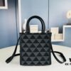 New Small Size Prada Embroidered Fabric Tote Bag in Box (with Long Strap)