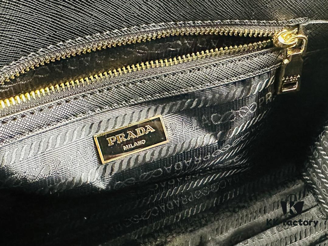 New Medium Prada Embroidered Fabric Tote Bag (with Long Strap)