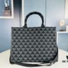 New Large Size Prada Embroidered Fabric Tote Bag (With Long Shoulder Strap)