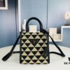 New Small Size Prada Embroidered Fabric Tote Bag in Box (with Long Strap)