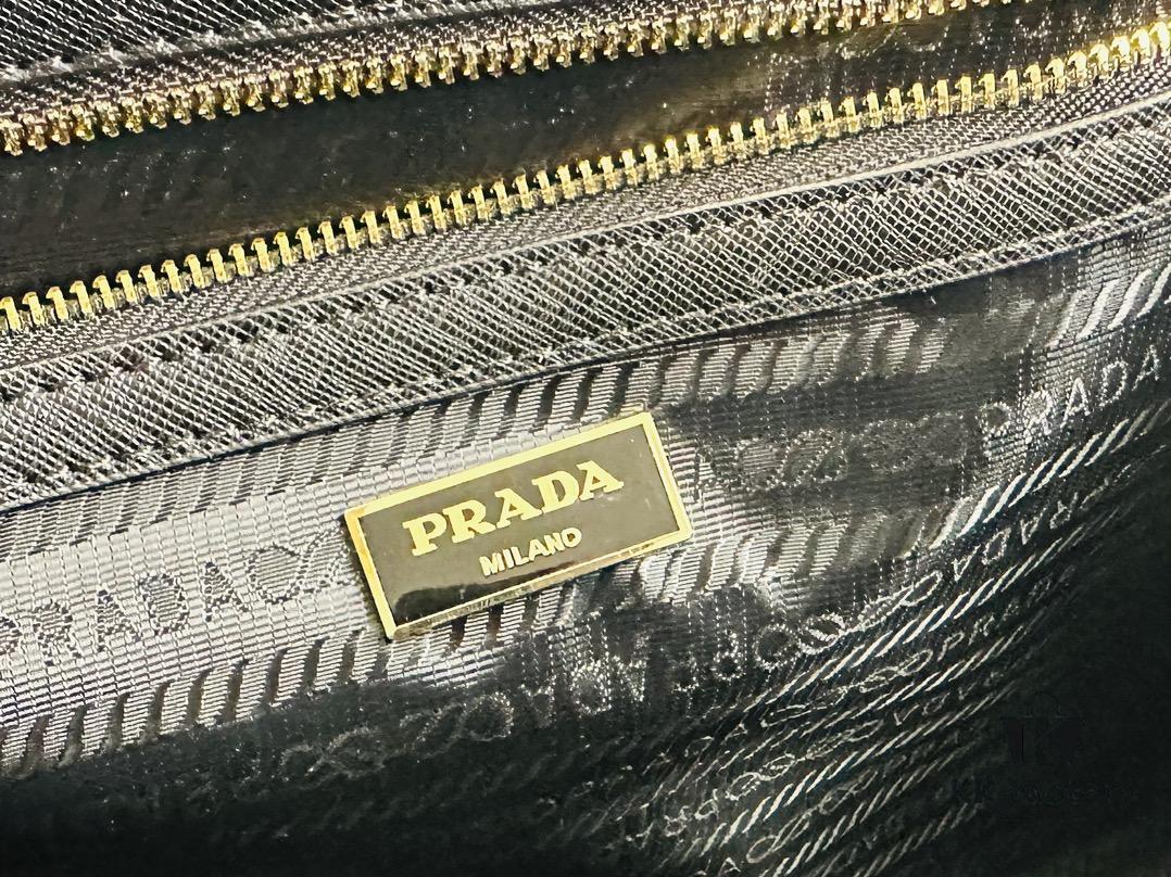 New Large Size Prada Embroidered Fabric Tote Bag (With Long Shoulder Strap)