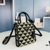 New Small Size Prada Embroidered Fabric Tote Bag in Box (with Long Strap)