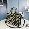 New Medium Prada Embroidered Fabric Tote Bag with Long Shoulder Strap
