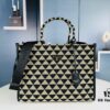 New Large Size Prada Embroidered Fabric Tote Bag (Medium Size) with Long Shoulder Strap