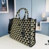 New Large Size Prada Embroidered Fabric Tote Bag (Medium Size) with Long Shoulder Strap