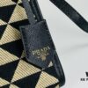 New Small Size Prada Embroidered Fabric Tote Bag in Box (with Long Strap)