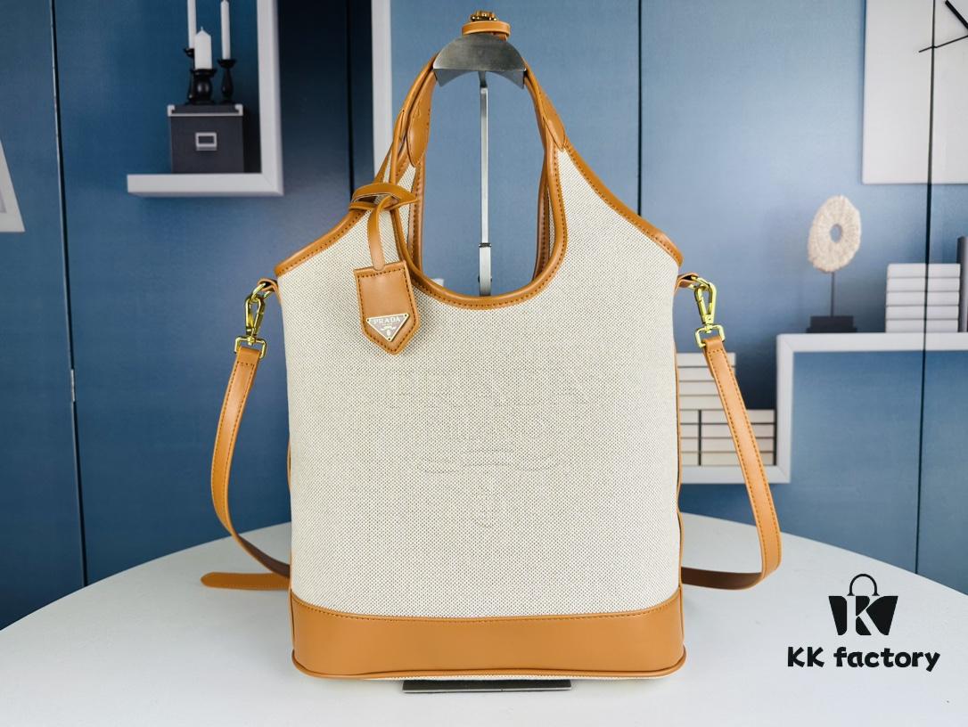 Large Size Prada New Linen Blend Tote Bag