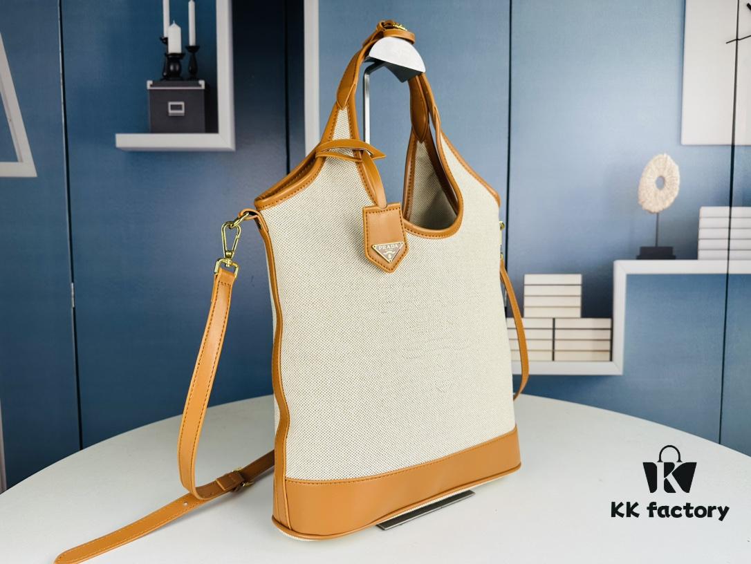 Large Size Prada New Linen Blend Tote Bag