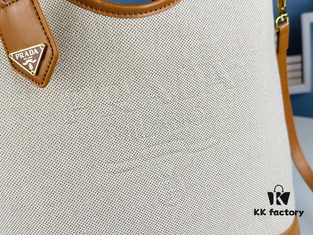 Large Size Prada New Linen Blend Tote Bag