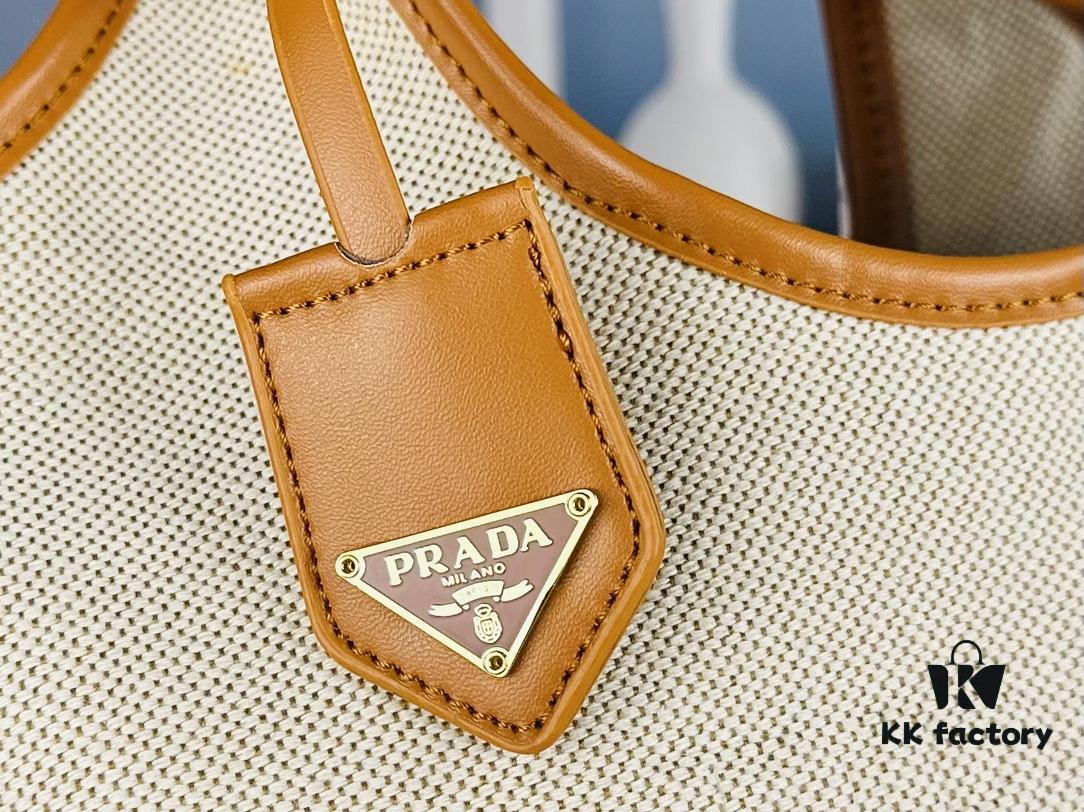 Large Size Prada New Linen Blend Tote Bag