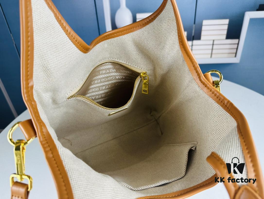 Large Size Prada New Linen Blend Tote Bag