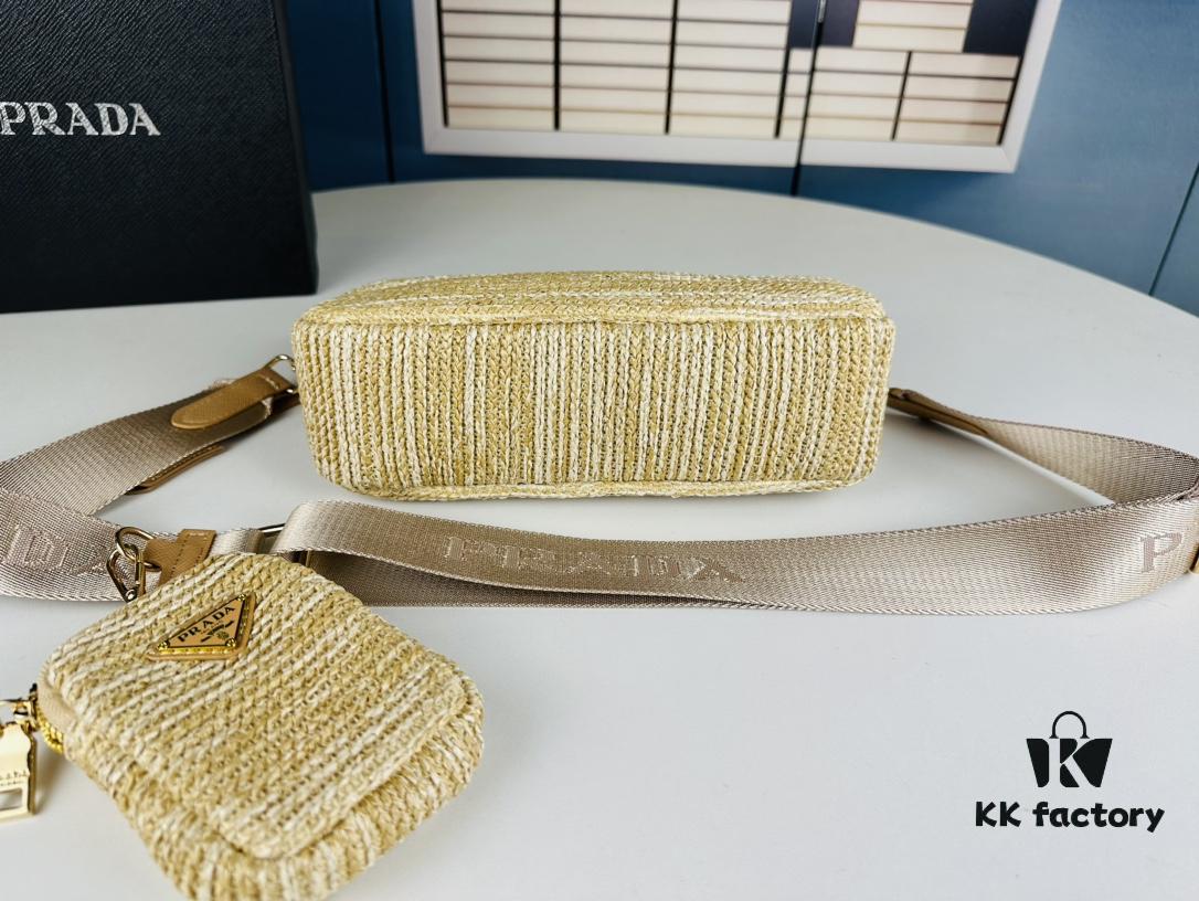 Large Size Prada Hobo Combo Raffia Woven Limited Edition Three-in-One Beach Bag with Box