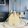 Prada Raffia Woven Bucket Bag with Box