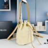 Prada Raffia Woven Bucket Bag with Box
