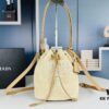 Prada Raffia Woven Bucket Bag with Box