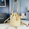 Prada Raffia Woven Bucket Bag with Box