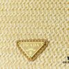 Prada Raffia Woven Bucket Bag with Box