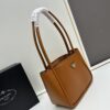 Prada Mini Tote Bag 24 New Arrival, Often Called the 'Little Vegetable Basket', Made of Cow Leather with Triangle Logo, Minimalist Design, Comes with Box