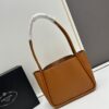 Prada Mini Tote Bag 24 New Arrival, Often Called the 'Little Vegetable Basket', Made of Cow Leather with Triangle Logo, Minimalist Design, Comes with Box