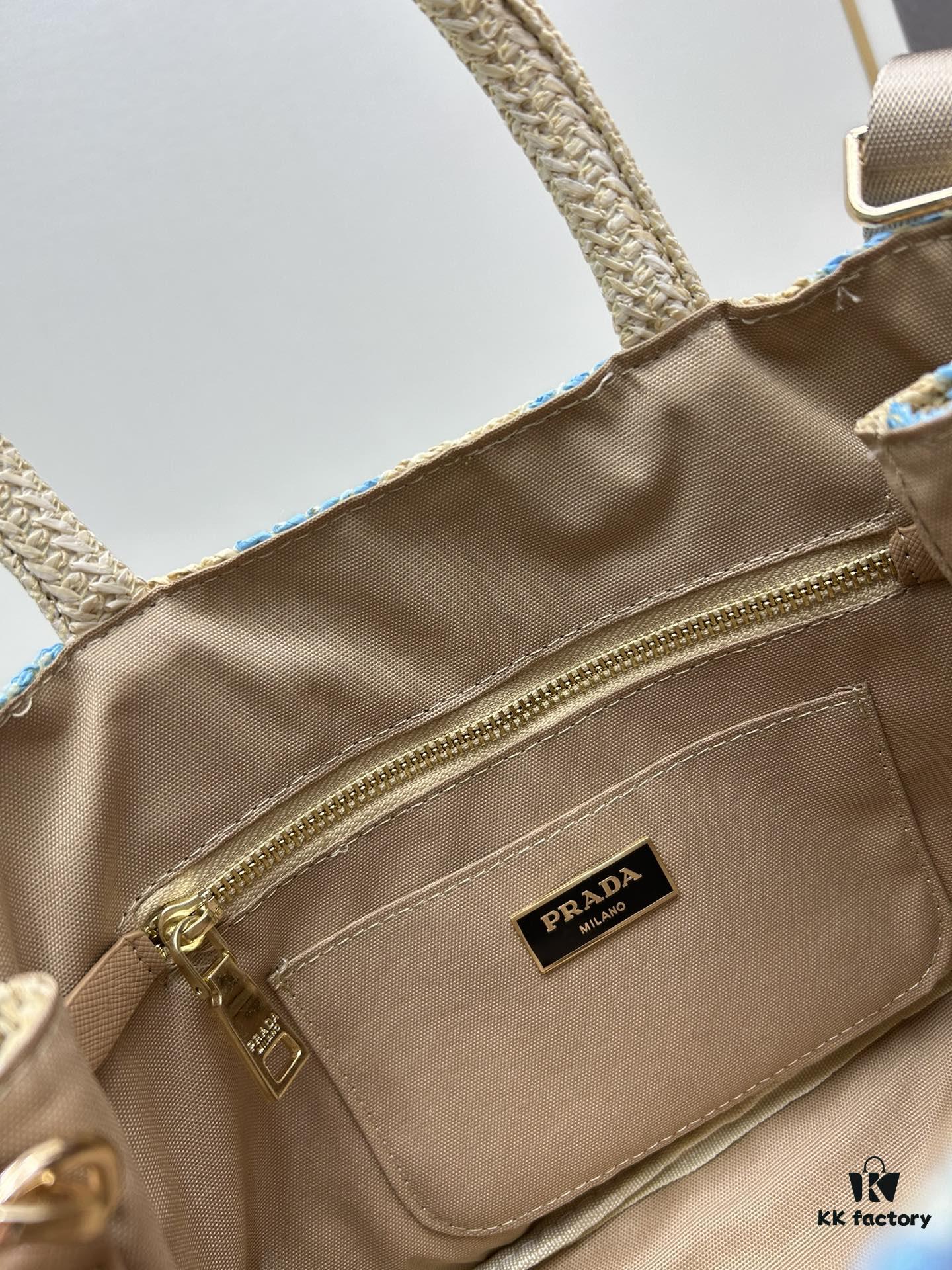 Prada Beautiful Wicker Basket Bag – Embrace the Summer with the Stylish Prada Rattan and Leather Tote