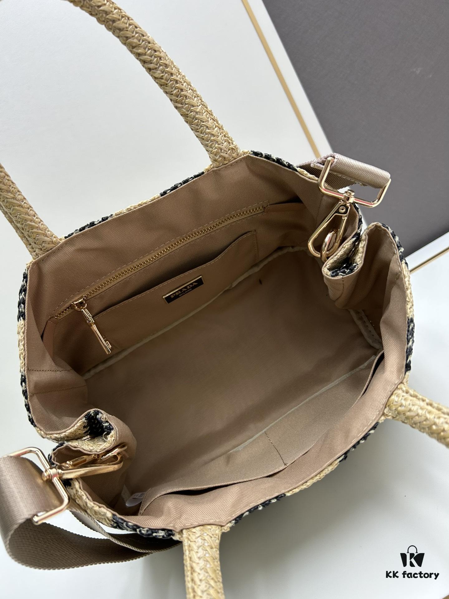 Prada Beautiful Wicker Basket Bag, Embrace the Summer with the Prada Raffia and Leather Tote