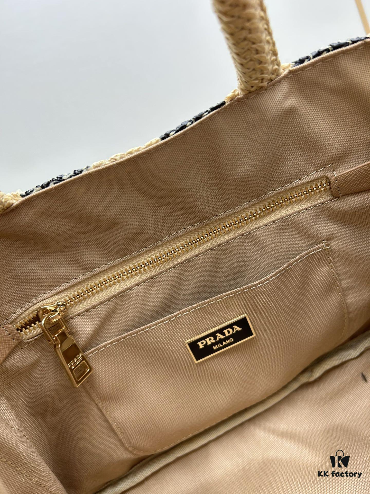 Prada Beautiful Wicker Basket Bag, Embrace the Summer with the Prada Raffia and Leather Tote