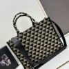 New Large PRADA Embroidered Fabric Tote Bag (Medium Size) with Long Adjustable Saffiano Leather Strap